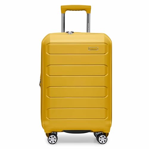 Traveler's Choice Pagosa Hardshell Expandable Luggage with Spinner Wheels, Yellow, 22-Inch Carry-on