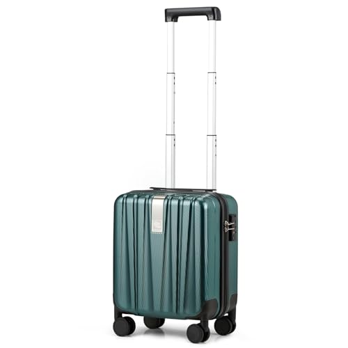 Hanke 14 Inch Underseat Carry On Luggage with Wheels Hard Shell Suitcases Lightweight Small Luggage for Weekender Mini Suitcase Carry On Bag Travel Luggage for Travel Rolling Suitcase.(Blackish Green)