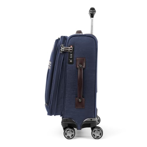 Travelpro Platinum Elite Softside Expandable Carry on Luggage, 8 Wheel Spinner Suitcase, USB Port, Men and Women, International, True Navy, Carry On 19-Inch