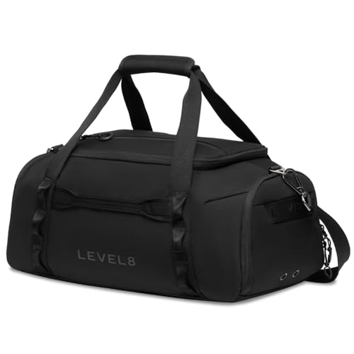 LEVEL8 Travel Duffle Bag Carry on Bag Sport Duffle Weekender Bags Black,30L