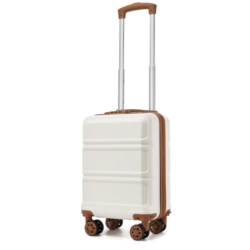 Kono 15'' Underseat Carry On Luggage Airline Approved, Anti-Scratch PC+ABS Hardshell Carry on Suitcase with Smooth Spinner Wheel, Lightweight Overnight Carry on for Short Travel, Cream White