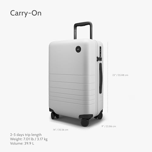Monos Carry-On Luggage 22 Inch – Lightweight Hardside Spinner Suitcase with TSA Lock | Airline Approved, 39.9L Polycarbonate Rolling Carry On Bag | Overhead Bin Suitcase for Travel | Stellar White