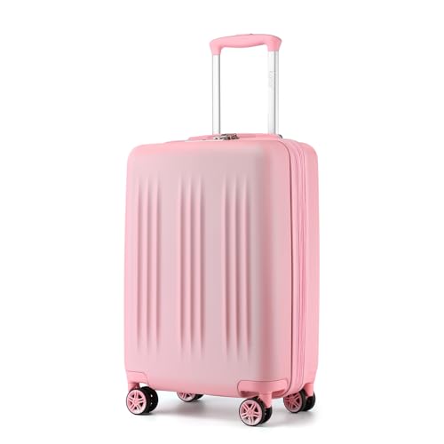 Kono Small 20 Inch Expandable Carry On Luggage with Quiet Spinner Wheels & TSA Lock, Scratch and Drop Resistant PC+ABS Hardside 22x14x9 Airline Approved Suitcase, Pink