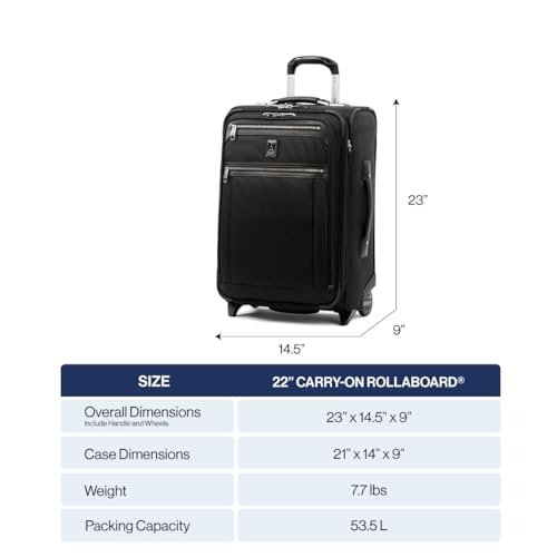 Travelpro Platinum Elite Softside Expandable Carry on Luggage, 2 Wheel Upright Suitcase, USB Port, Men and Women, True Navy, Carry On 22-Inch