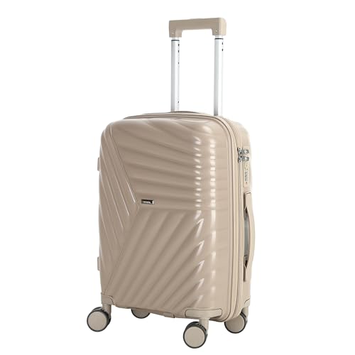 20 In Carry On Luggage with TSA Lock, 22x14x9 Airline Approved Hardside Suitcase, Lightweight PP Travel Luggage with 360° Silent Spinner Wheels, Anti-Burst Zipper for Business (Champagne Chevron)