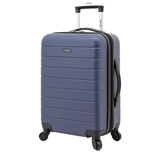 Wrangler Smart Spinner Hardside Luggage, 22-Inch Carry-On, Navy Blue