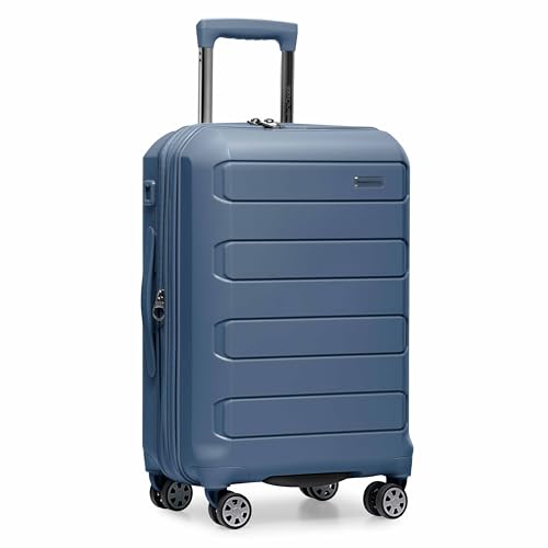 Traveler's Choice Pagosa Hardshell Expandable Luggage with Spinner Wheels, Slate Blue, 22-Inch Carry-on