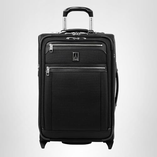 Travelpro Platinum Elite Softside Expandable Carry on Luggage, 2 Wheel Upright Suitcase, USB Port, Men and Women, Shadow Black, Carry On 22-Inch
