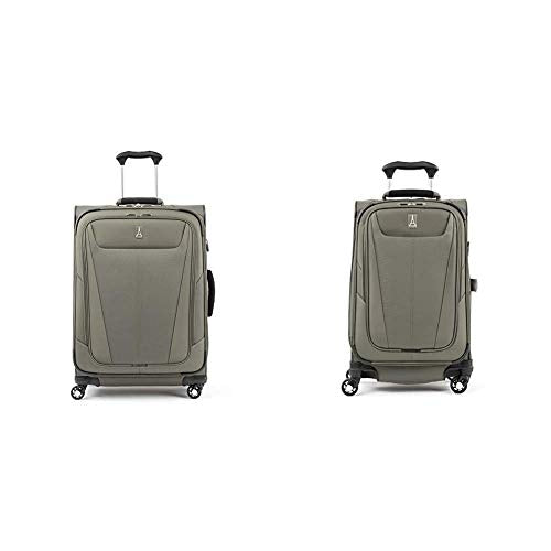 Travelpro Maxlite 5 Lightweight Checked Medium 25" Expandable Softside Luggage Slate Green, 25-inch with Carry-on 21" Expandable Softside Luggage Slate Green, 21-Inch