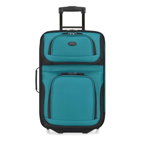 U.S. Traveler Rio Lightweight Softside Rolling Carry-on Suitcase, 2-Wheel Single, Teal