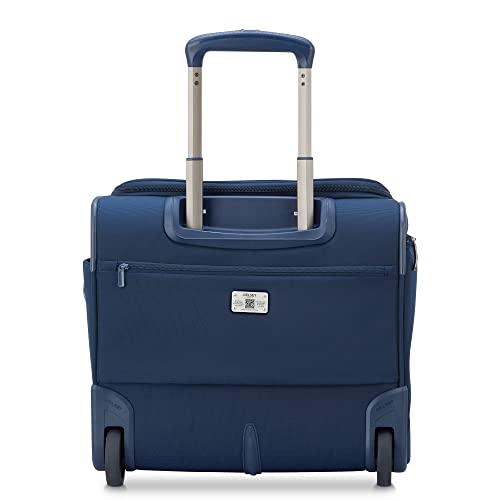 DELSEY PARIS Helium DLX Softside Luggage Under-Seater with 2 Wheels, Navy Blue, Carry on 16 Inch