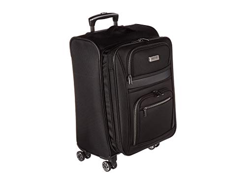 Kenneth Cole REACTION Rugged Roamer Lightweight Softside Expandable 8-Wheel Spinner Luggage, Black, 20-Inch Carry-On