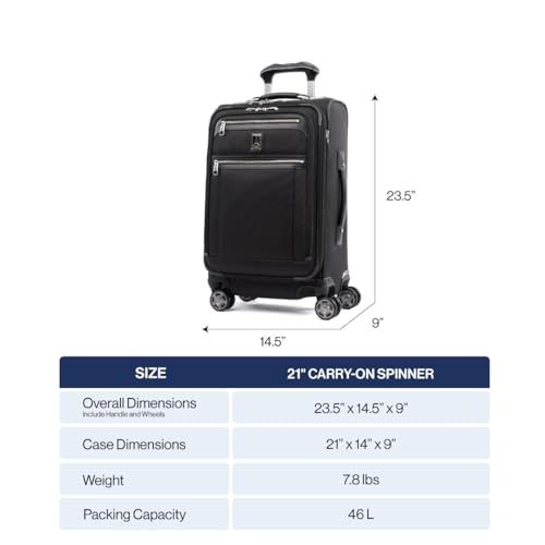 Travelpro Platinum Elite Softside Expandable Carry on Luggage, 8 Wheel Spinner Suitcase, USB Port, Suiter, Men and Women, Rich Espresso Brown, Carry On 21-Inch