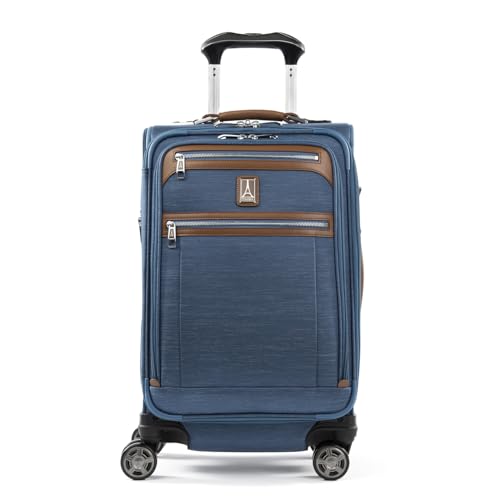 Travelpro Platinum Elite Softside Expandable Carry on Luggage, 8 Wheel Spinner Suitcase, USB Port, Suiter, Men and Women, Coastal Blue, Carry On 21-Inch