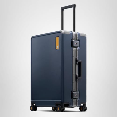 LEVEL8 Carry On Luggage Airline Approved Zipperless with Aluminum Frame, Hard Case Luggage with Spinner Wheels, Metal Travel Suitcase with Double Tsa Locks, 20 Inch, Blue