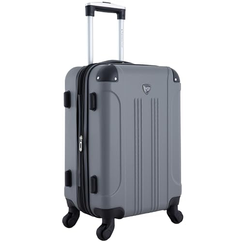 Travelers Club Chicago Hardside Expandable Spinner Luggage, Charcoal, 20"(22in with wheels) Carry-On