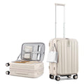 Hanke 20 Inch Expandable Carry On Luggage Airline Approved Top Opening Hard Shell Suitcases with Wheels Lightweight Travel Luggage Carry On Suitcase for Woman Men-Ivory White