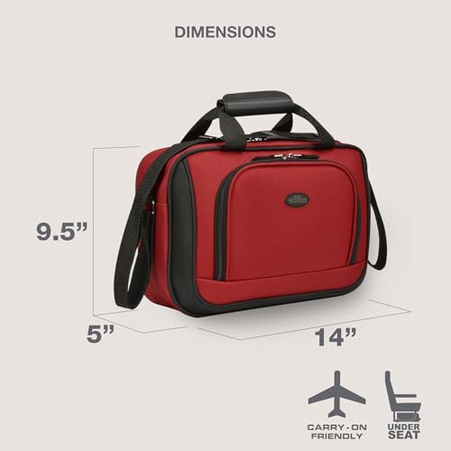 U.S. Traveler Rio 14" Travel Tote Bag, Lightweight 1200D Carry-On Bag for Women & Men, Red