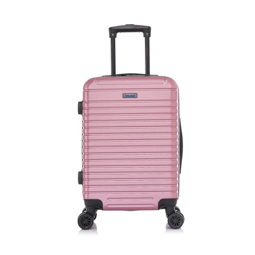 InUSA DEEP Luggage with GEL Handle | Spacious Traveling Suitcases, Travel Suitcase with Dual Spinner Wheels and Studs | 20 Inch Carry On Hardside Luggage | Rose Gold