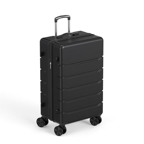 NEWBULIG 21 Inch Carry On Luggage, ABS Hard Shell Lightweight Rolling Expandable Suitcase with Double Spinner Wheels & TSA Lock, Travel Suitcase for Business Trips and Short Vacations, Black