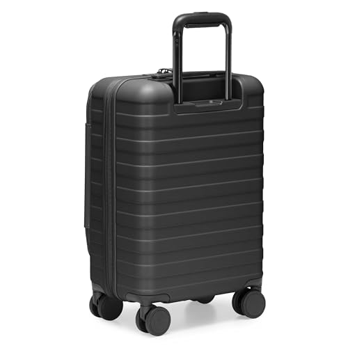 Traveler's Choice Novia Top Opening Expandable Polycarbonate Luggage with Spinner Wheels, Black, 21-Inch Carry-on