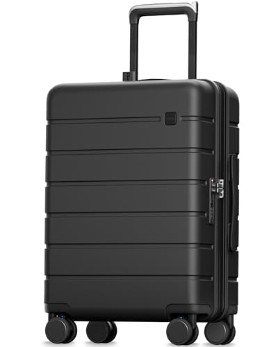 LUGGEX Carry On Luggage 22x14x9 Airline Approved,HUP3 Accelerate Access with DiHook, Handy Pouch, 20 inch Expandable Hard Shell Suitcases with Spinner Wheels (EX-Enhance,Reef Black,20 Inch,37L-41L)