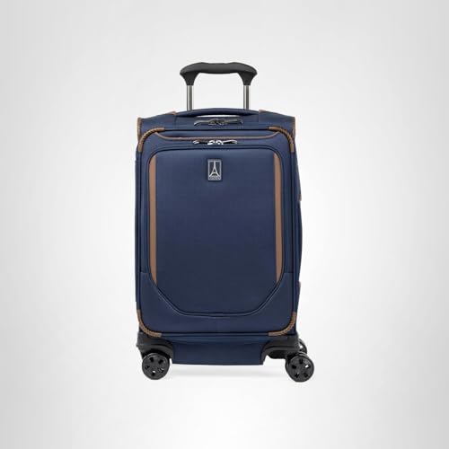 Travelpro Crew Classic Lightweight Softside Expandable Carry on Luggage, 8 Wheel Spinner Suitcase, Men and Women, Carry On 21-Inch, Patriot Blue