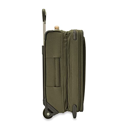 Briggs & Riley Essential 22" 2-Wheel Expandable Carry On - Luggage for Travel, Suitcases with Wheels, Softside Rolling Bag for Men & Women, Self-Repairing Zipper - Baseline Collection, Olive