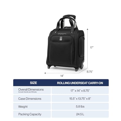 Travelpro Crew Classic Lightweight Softside Luggage, Rolling Underseat Carry on Bag, 14" Laptop or Tablet Sleeve, Men and Women, 17-Inch, Black