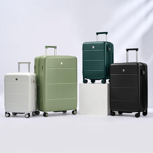 Hanke Expandable Carry On Luggage 22x14x9 Airline Approved, 20 Inch Hardside Luggage with Spinner Wheels, All-PC Hard Shell Carry-On Suitcase, Lightweight & TSA Approved (Smoke White, 46L)