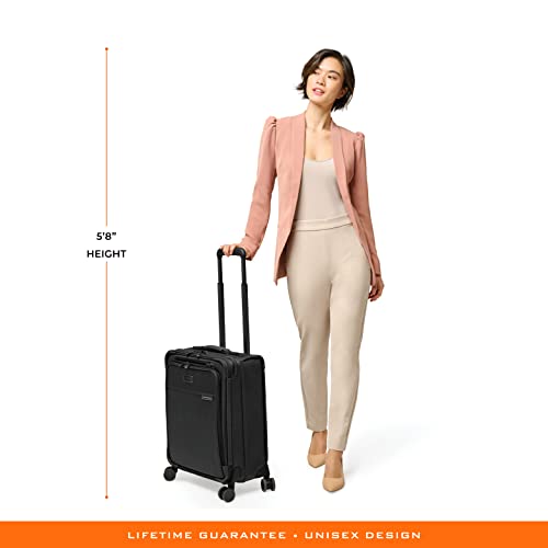 Briggs & Riley Global 21" Carry On Expandable Spinner - Luggage for International Travel, Suitcases with Wheels, Softside Rolling Bag for Men & Women, Self-Repairing Zipper- Baseline Collection, Black