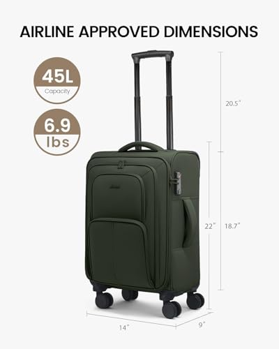 LOVEVOOK Carry On Luggage 22x14x9 Airline Approved, 22 Inch Softside Suitcases with Spinner Wheels, Lightweight Carry-on Suitcase with TSA Lock for Women Men, Large Luggage for Travel Business Trip