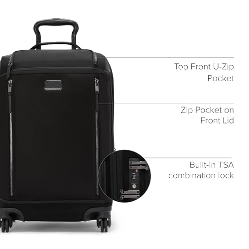TUMI - Voyageur Leger 4 Wheeled Luggage - Women's Lightweight and Spacious, Sleek Silhouette, Durable Premium Suitcase - 21.8" Dual Access Expandable Carry-On, Black with Gunmetal Hardware