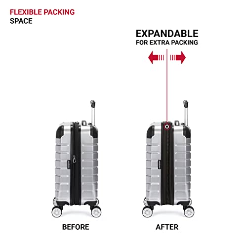 SwissGear 7782 Hardside Expandable Luggage with Spinner Wheels, Silver, Carry-On 19-Inch