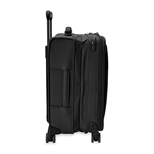 Briggs & Riley Global 21" Carry On Expandable Spinner - Luggage for International Travel, Suitcases with Wheels, Softside Rolling Bag for Men & Women, Self-Repairing Zipper- Baseline Collection, Black