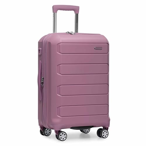 Traveler's Choice Pagosa Hardshell Expandable Luggage with Spinner Wheels, Mauve, 22-Inch Carry-on