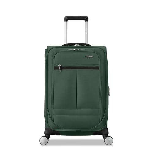 Samsonite Carry-On Soft-Sided Expandable 21-Inch Element Suitcase: Airline Approved for Most Major Airlines, Durable, 360° Spinner Wheels, Adjustable Handle, 2 Front & Side Pocket- Bistro Green