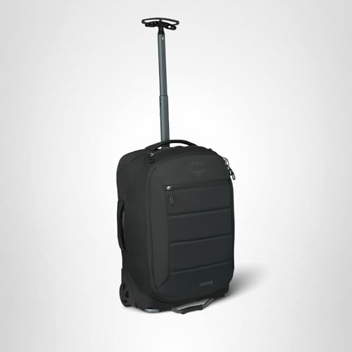 Osprey Ozone 2-Wheel Carry-On - Lightweight Carry-On Luggage with Oversized Wheels and Trolley Handle - Rolling Travel Suitcase for Air Travel, Overhead Compartments and Weekend Trips, Black