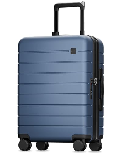 LUGGEX Carry On Luggage 22x14x9 Airline Approved,HUP3 Accelerate Access with DiHook, Handy Pouch, 20 inch Expandable Hard Shell Suitcases with Spinner Wheels (EX-Enhance,Nautical Blue,20 Inch,37L-41L)