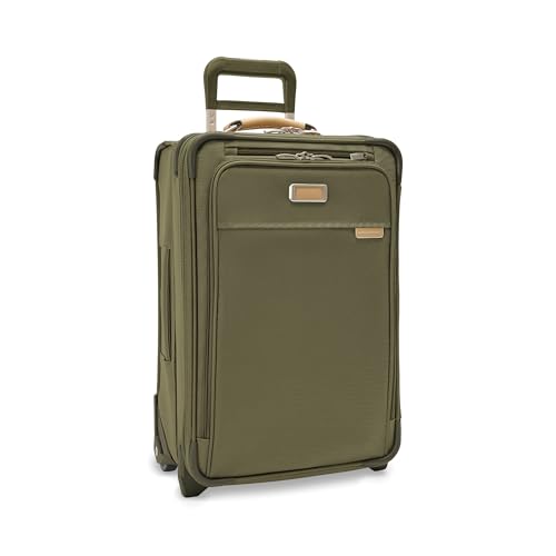 Briggs & Riley Essential 22" 2-Wheel Expandable Carry On - Luggage for Travel, Suitcases with Wheels, Softside Rolling Bag for Men & Women, Self-Repairing Zipper - Baseline Collection, Olive