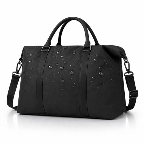 Travel Duffle Bag, Weekender Travel Bag Men Small Gym Bag for Women, Hospital Bag for Labor and Delivery, Overnight Bag Luggage Bag with Trolley Sleeve, Airplane Travel Essentials for Flying(Black)