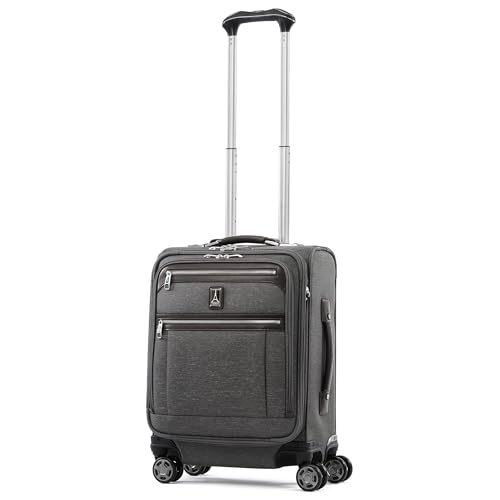 Travelpro Platinum Elite Softside Expandable Carry on Luggage, 8 Wheel Spinner Suitcase, USB Port, Men and Women, International, Vintage Grey, Carry On 19-Inch
