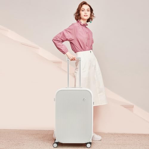 mixi 20 Inch Carry On Luggage PC Hardside Suitcases with Wheels & TSA for Travel Woman Men, Smoke White