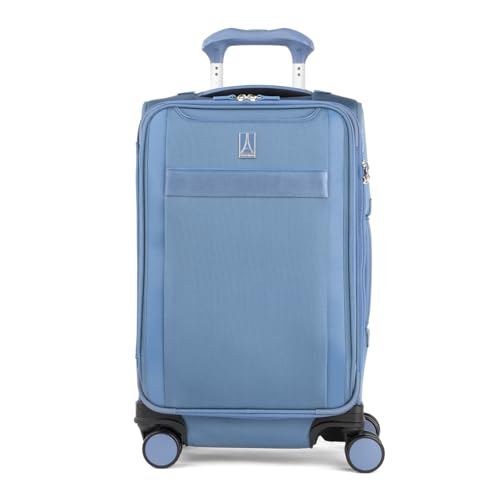 Travelpro VersaPack+ Lightweight Softside Expandable Carry on Luggage, 8 Spinner, TSA Lock, Carry On 21-Inch, Elemental Blue