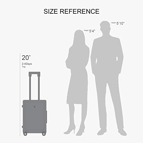 LEVEL8 Hard Shell Carry on Luggage Airline Approved, Carry-on Suitcases with Wheels, Lightweight Luminous Textured Hardside Travel Bag with Tsa Lock, 20 Inch, Black