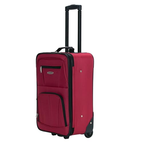 Rockland Fashion Softside 2 Piece Luggage Set, Expandable, (14" Tote/19" Upright), Red