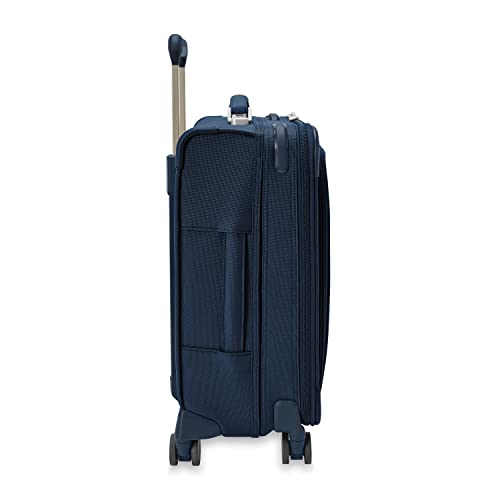 Briggs & Riley Global 21" Carry On Expandable Spinner - Luggage for International Travel, Suitcases with Wheels, Softside Rolling Bag for Men & Women, Self-Repairing Zipper - Baseline Collection, Navy