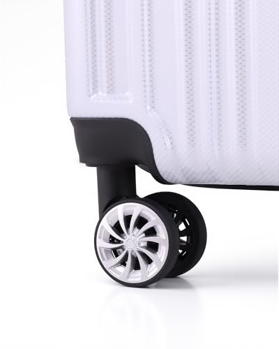 Coolife Carry On Luggage, Suitcase with Durable and Lightweight, carry on suitcase with PC+ABS Hardshell, Dual Spinner Wheels, TSA Lock, and YKK Zipper(white grid new, S(20in)_carry on)