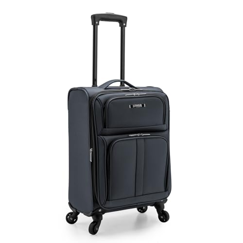 U.S. Traveler Anzio Softside Expandable Luggage with Spinner Wheels, Dark Grey, 22-Inch Carry-on