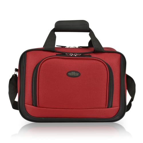 U.S. Traveler Rio 14" Travel Tote Bag, Lightweight 1200D Carry-On Bag for Women & Men, Red